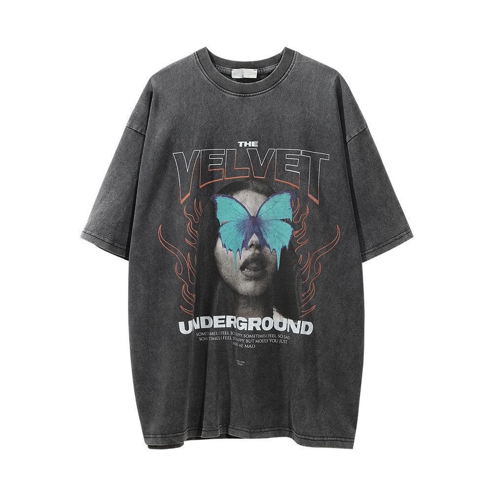 Fashion Personalized Printed Washed T-shirt Men