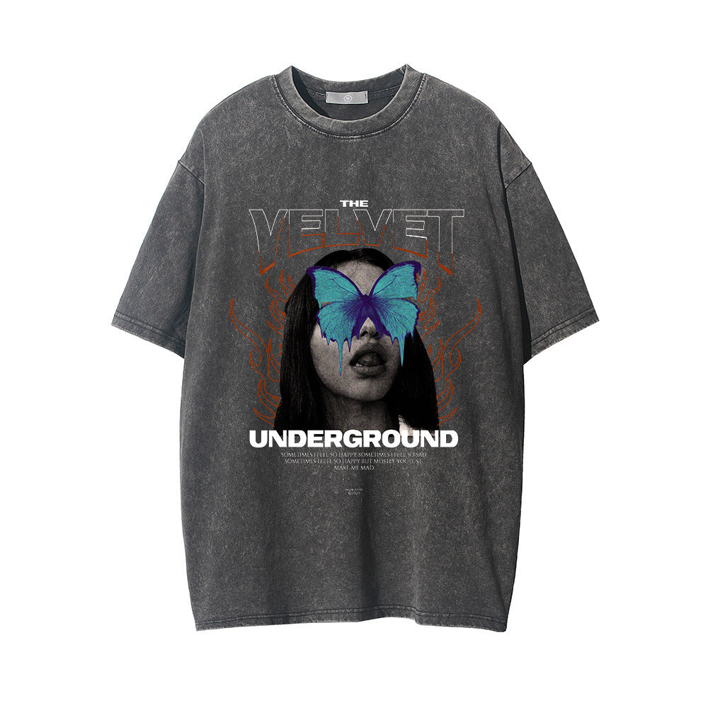 Fashion Personalized Printed Washed T-shirt Men