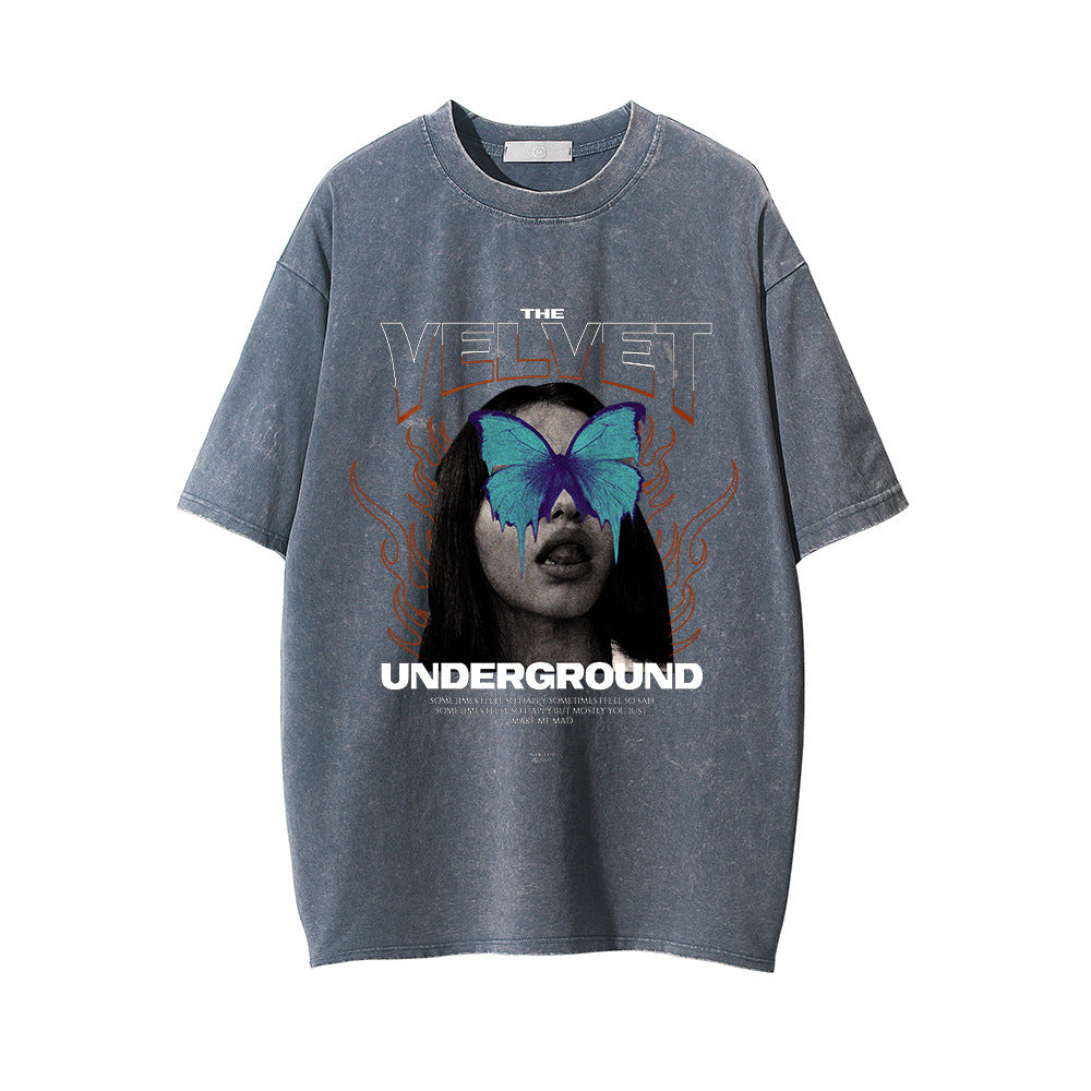 Fashion Personalized Printed Washed T-shirt Men