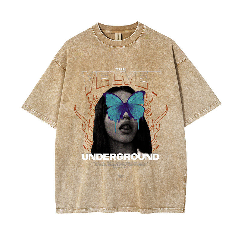 Fashion Personalized Printed Washed T-shirt Men