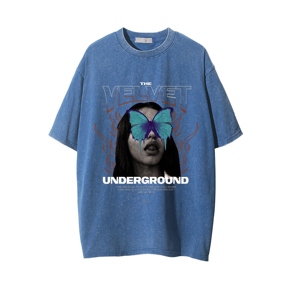 Fashion Personalized Printed Washed T-shirt Men