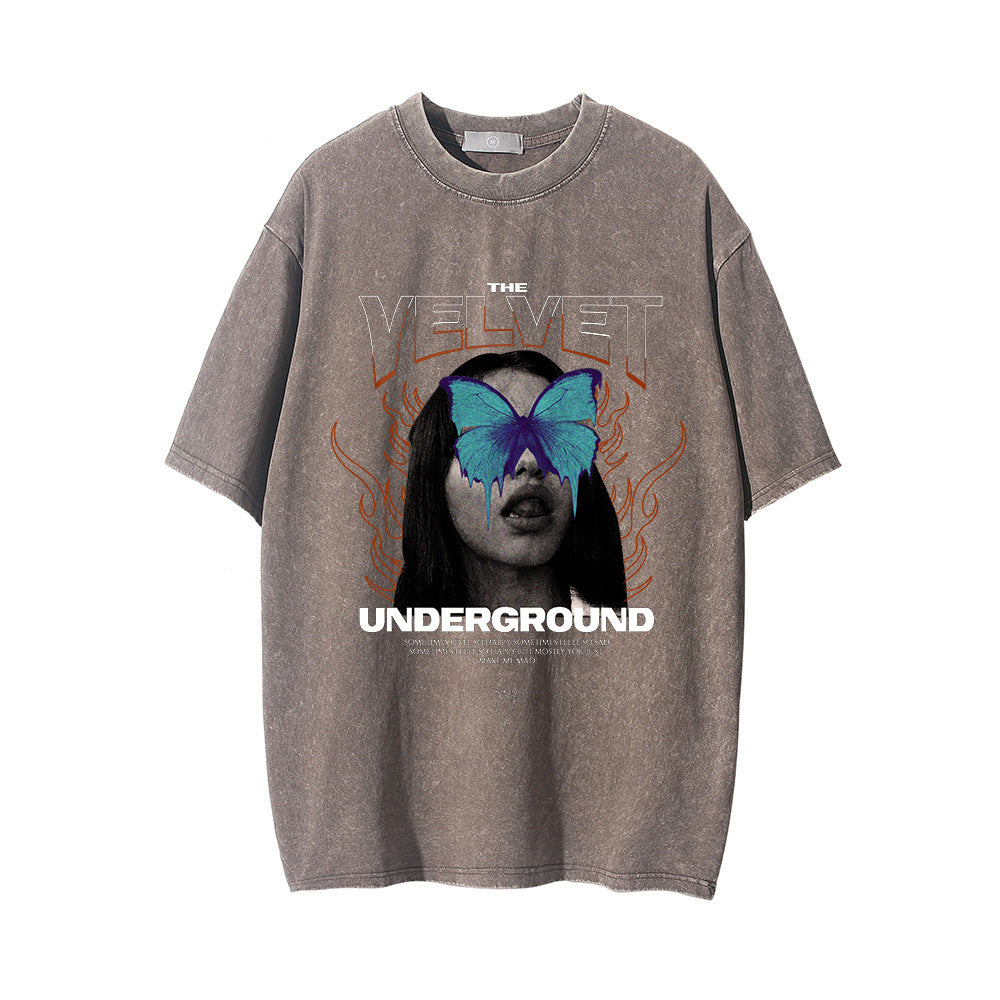 Fashion Personalized Printed Washed T-shirt Men