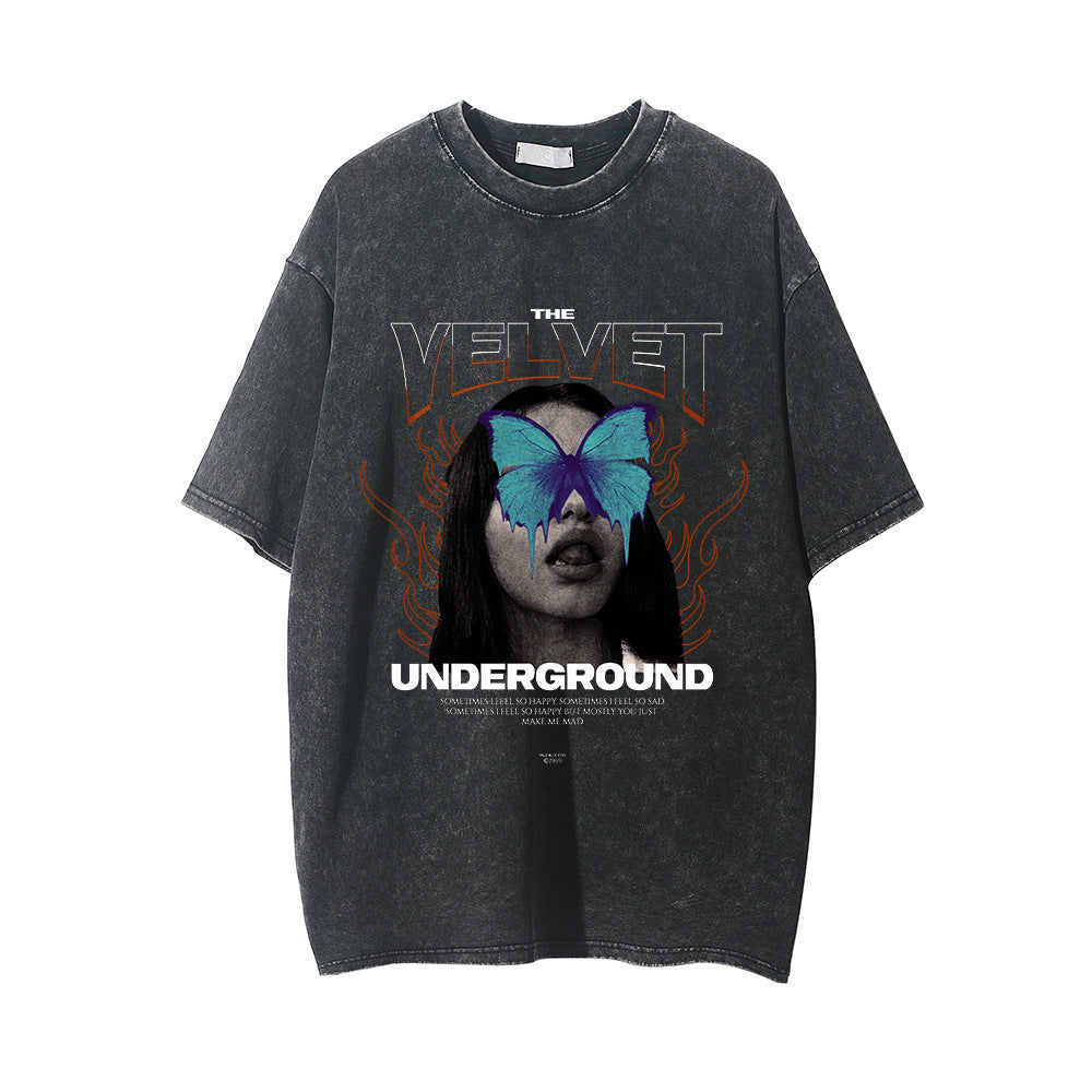 Fashion Personalized Printed Washed T-shirt Men