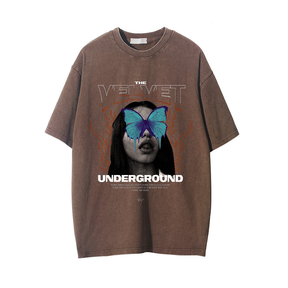 Fashion Personalized Printed Washed T-shirt Men