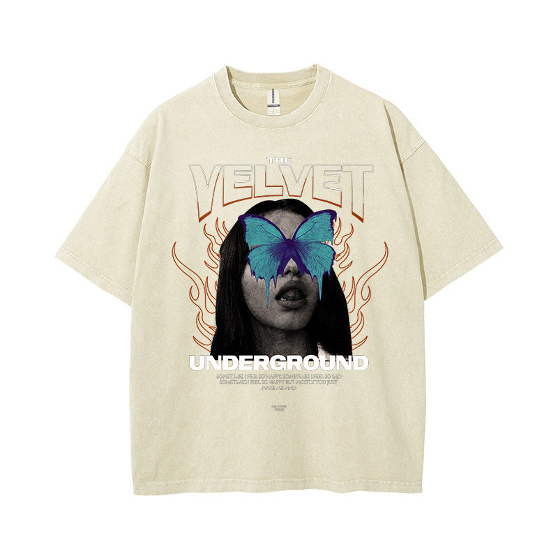 Fashion Personalized Printed Washed T-shirt Men